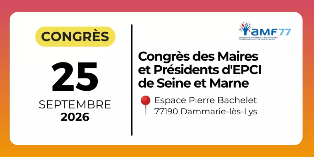 Bannière d'info sur le Congrès des Maires et Présidents d'EPCO de Seine et Marne ou Citopia est présent