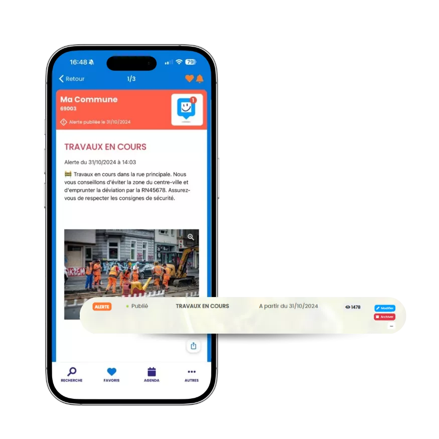 Visuel montrant une alerte sur PanneauPocket