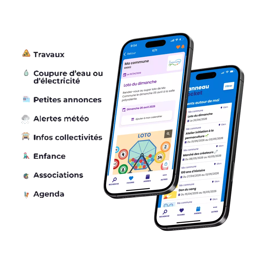 Visuel montrant les types de communications sur PanneauPocket