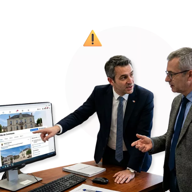 Elu et son conseiller municipal analysant les avis sur les réseaux sociaux