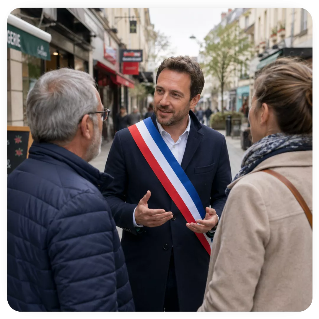 un élu échangeant avec des citoyens